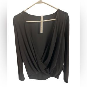 Lululemon Black Front Cross Dress Shirt Front Low Cut